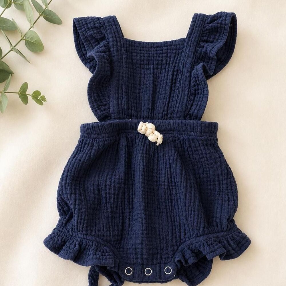 Navy and Blue baby-romper